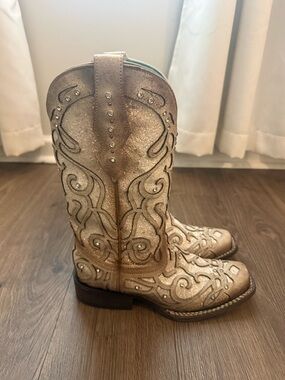 Corral Glitter and Crystal Square Toe Cowboy Boots